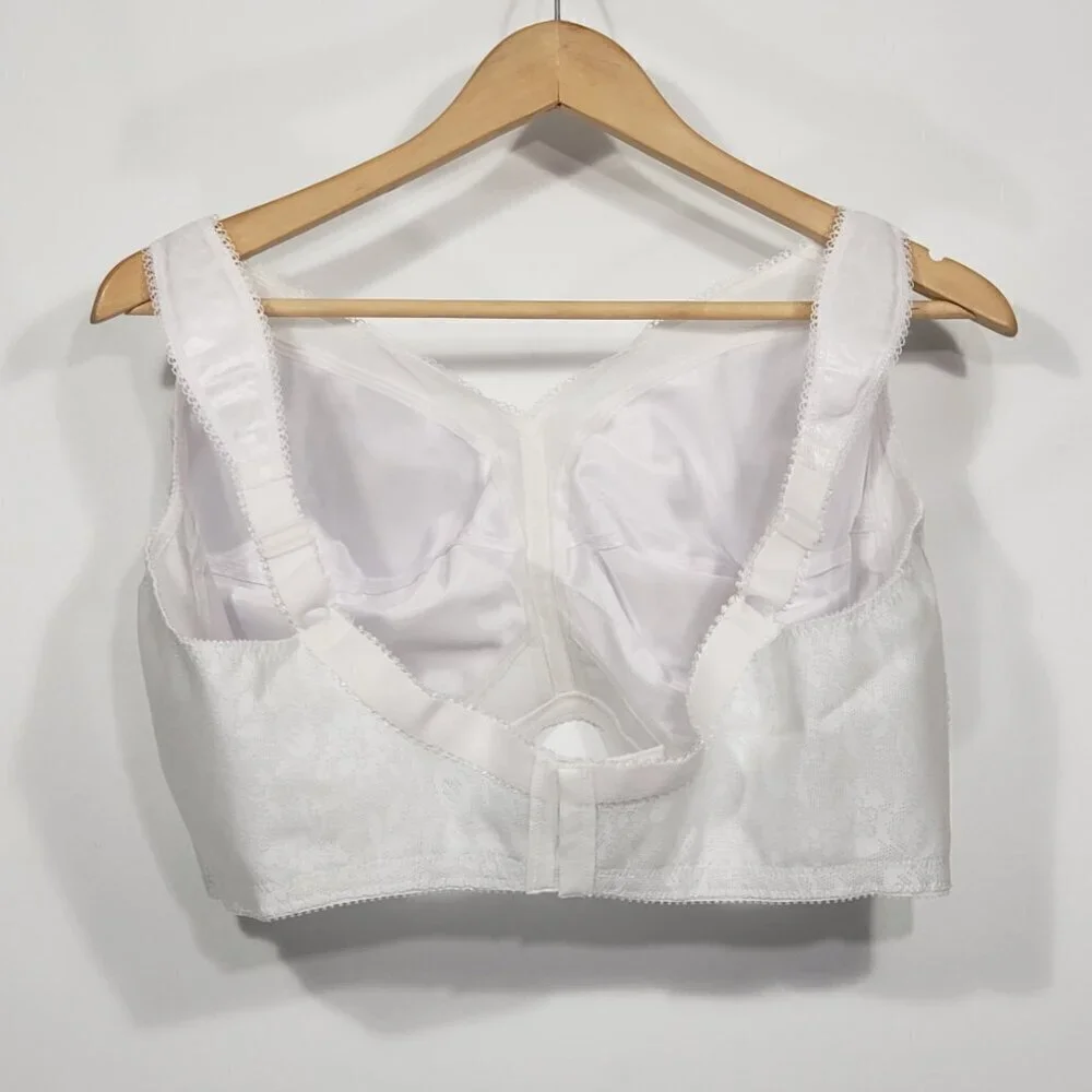 NWOT Playtex 18 Hour White Full Coverage Wireless Bra 46DD Floral …
